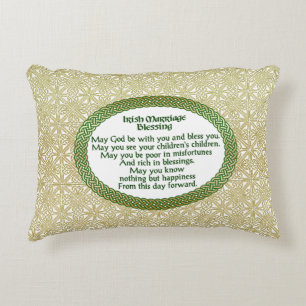 Irish Marriage Blessing, Gold & Green Wedding Decorative Cushion