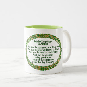 Irish Marriage Blessing, Gold & Green Wedding Two-Tone Coffee Mug