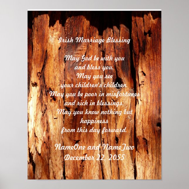 Irish Marriage Blessing Old Wood Customised Print (Front)