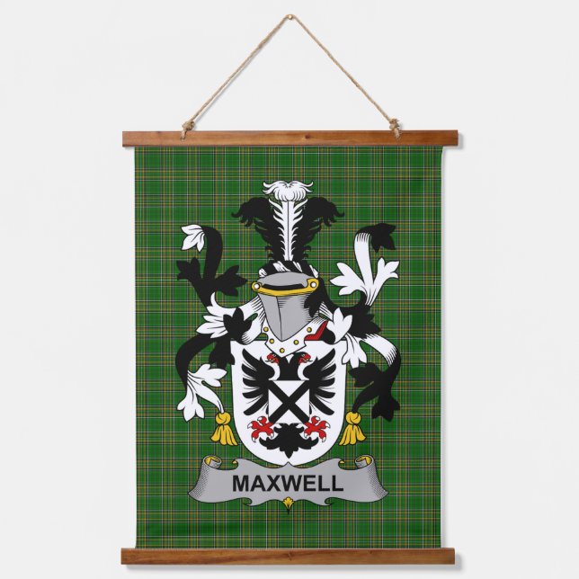 Irish Maxwell Coat of Arms Family Crest Hanging Tapestry (Front)