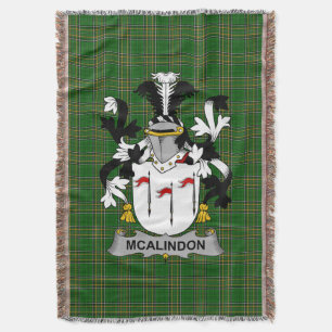 Irish McAlindon or McAlindem Coat of Arms Family Throw Blanket