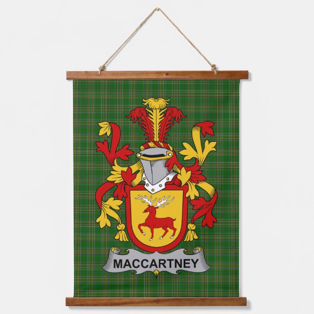 Irish McCartney or MacCartney Coat of Arms Family  Hanging Tapestry (Front)
