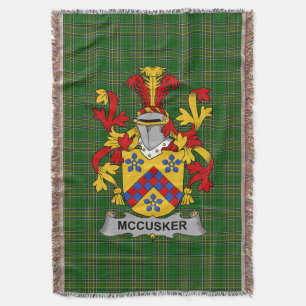 Irish McCusker or Cosker Coat of Arms Family Cres Throw Blanket