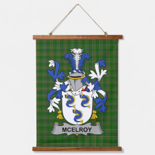 Irish McElroy or Gilroy Coat of Arms Family Crest Hanging Tapestry