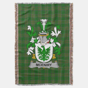 Irish McEniry or McEnery Coat of Arms Family Cres Throw Blanket