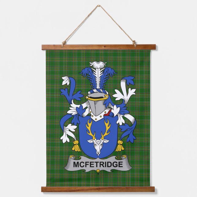 Irish McFetridge Coat of Arms Family Crest Hanging Tapestry (Front)