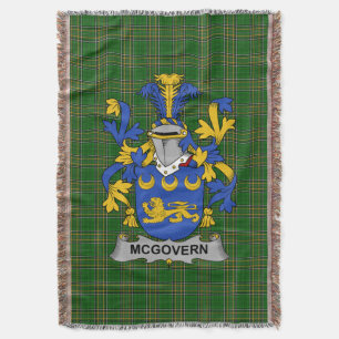 Irish McGovern or McGauran Coat of Arms Family Cr Throw Blanket