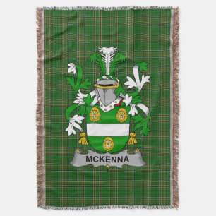 Irish McKenna or Kennagh Coat of Arms Family Cres Throw Blanket
