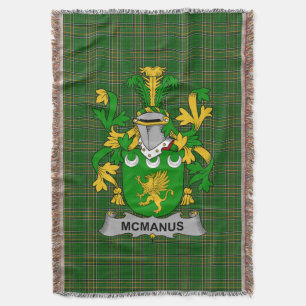 Irish McManus Coat of Arms Family Crest Ireland Throw Blanket