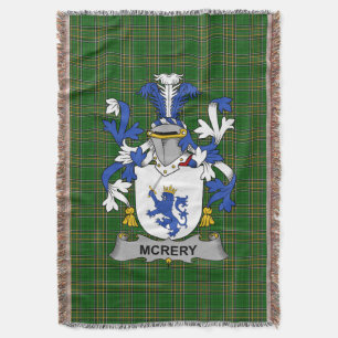 Irish McRery or McCrery Coat of Arms Family Crest Throw Blanket