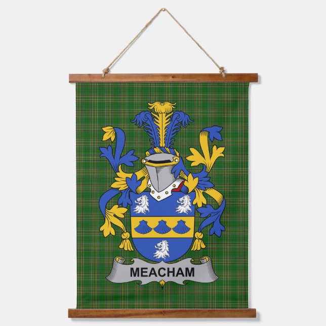 Irish Meacham Coat of Arms Family Crest Hanging Tapestry (Front)