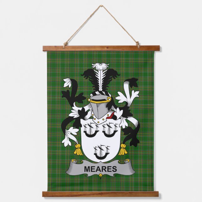 Irish Meares Coat of Arms Family Crest Hanging Tapestry (Front)