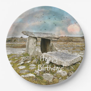 Irish Megalithic Ruin Birthday Paper Plate