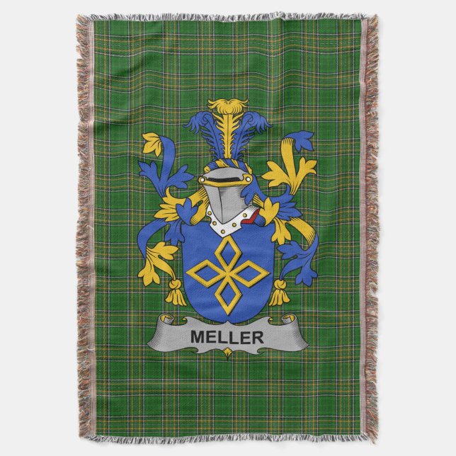  Irish Meller Coat of Arms Family Crest Ireland Throw Blanket (Front Vertical)