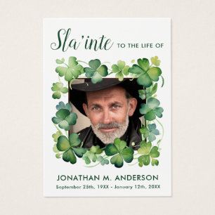 Irish Memorial Shamrock Photo Funeral Prayer Card