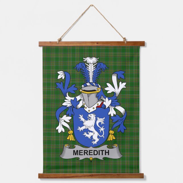 Irish Meredith Coat of Arms Family Crest Hanging Tapestry (Front)