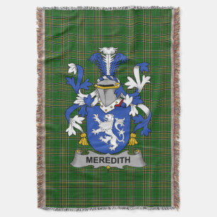  Irish Meredith Coat of Arms Family Crest Ireland  Throw Blanket