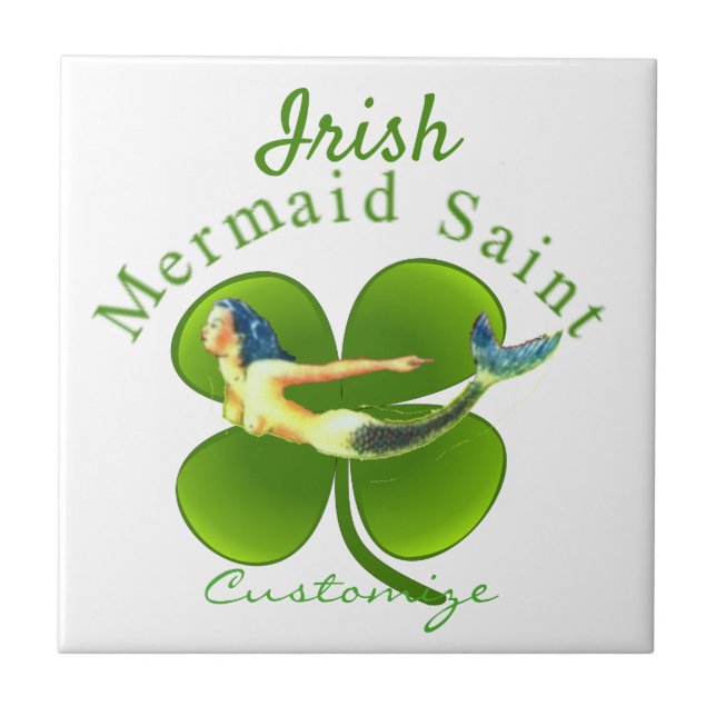 Irish Mermaid Saint Thunder_Cove Ceramic Tile (Front)