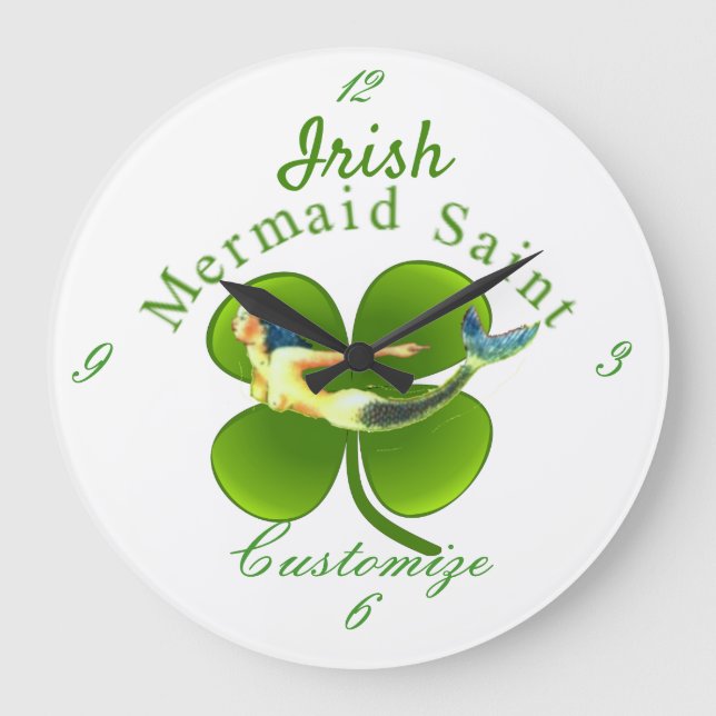Irish Mermaid Saint Thunder_Cove Large Clock (Front)