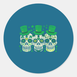 Irish Mexican Sugar Skull Leprechauns Cool St Patr Classic Round Sticker