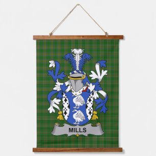 Irish Mills Coat of Arms Family Crest Hanging Tapestry