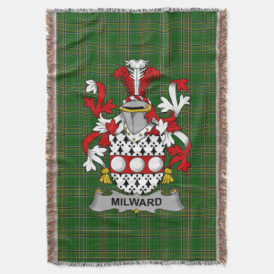 Irish Milward Coat of Arms Family Crest Ireland Throw Blanket