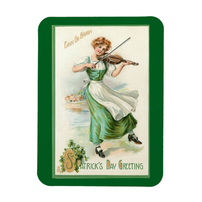 Irish Miss With Violin Flexible Magnet (Vertical)