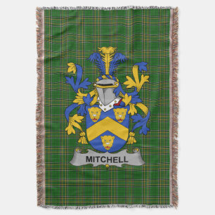  Irish Mitchell Coat of Arms Family Crest Ireland Throw Blanket