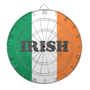 Irish modern grey typography and tricolour flag dartboard