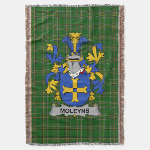 Irish Moleyns Coat of Arms Family Crest Ireland Throw Blanket