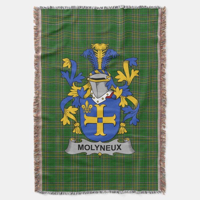  Irish Molyneux Coat of Arms Family Crest Ireland Throw Blanket (Front Vertical)