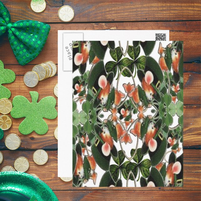 Irish Mouse Kaleidoscope Two St Patrick's Day Postcard (Irish Mouse Kaleidoscope Two St Patrick's Day Postcard)