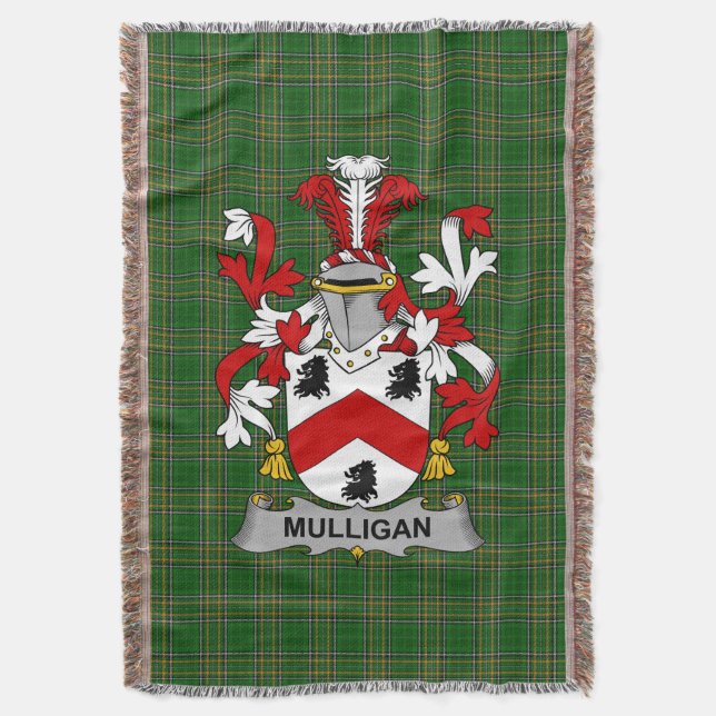  Irish Mulligan or O_Mulligan Coat of Arms Family  Throw Blanket (Front Vertical)