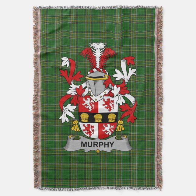  Irish Murphy (Muskerry) Coat of Arms Family Crest Throw Blanket (Front Vertical)