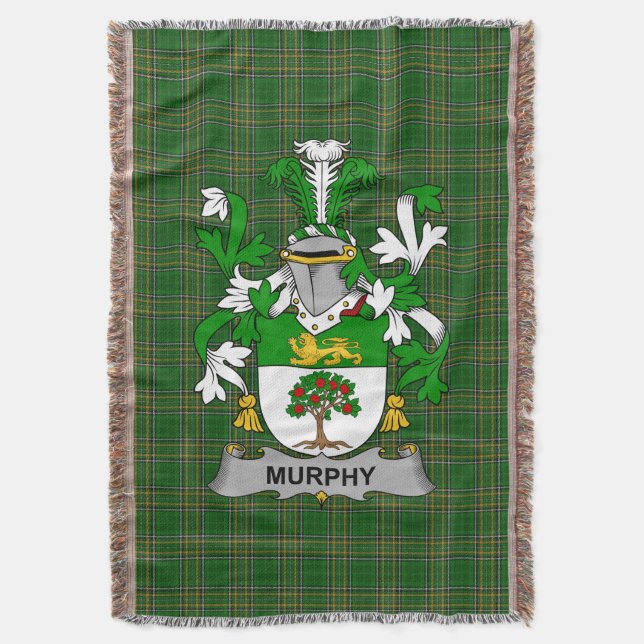 Irish Murphy (Wexford) Coat of Arms Family Crest  Throw Blanket (Front Vertical)