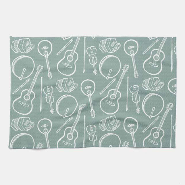 Irish Musical Instruments Kitchen Towel (Horizontal)
