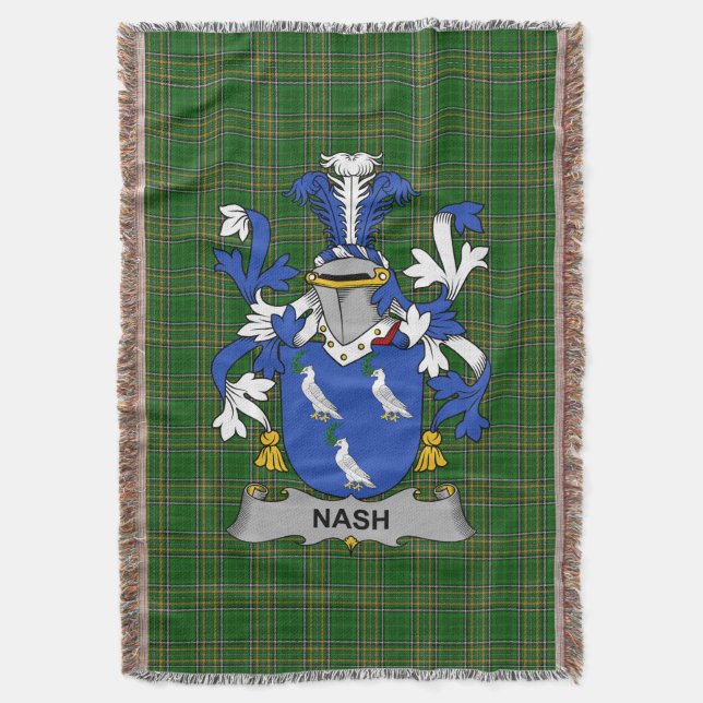  Irish Nash or Naish Coat of Arms Family Crest Ire Throw Blanket (Front Vertical)