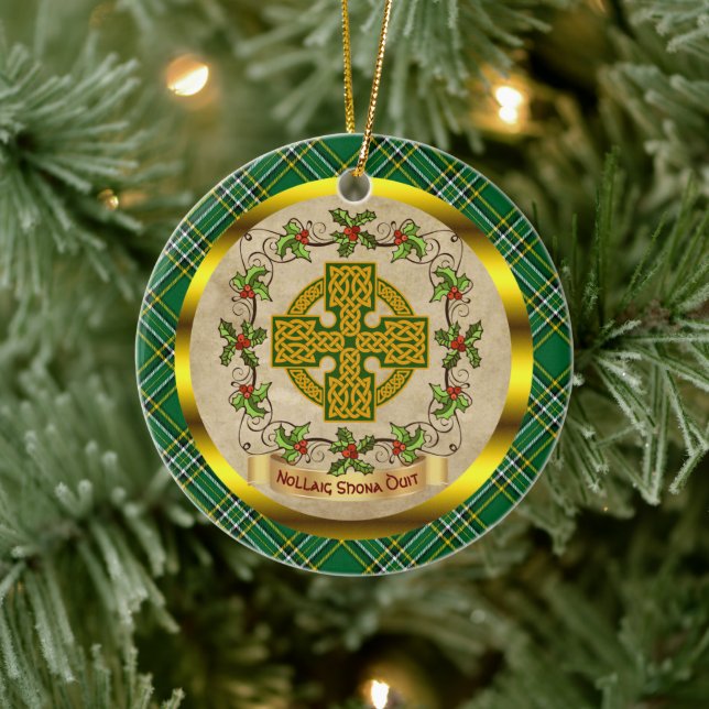  Irish National Tartan  Christmas Ceramic Ornament (Tree)