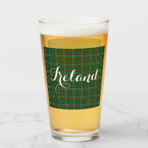 Irish National Tartan & Customisable Text Glass