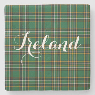 Irish National Tartan & Customisable Text Stone Coaster