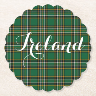 Irish National Tartan Plaid Personalised Paper Coaster