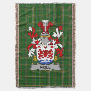 Irish Neill or McNeill Coat of Arms Family Crest Throw Blanket