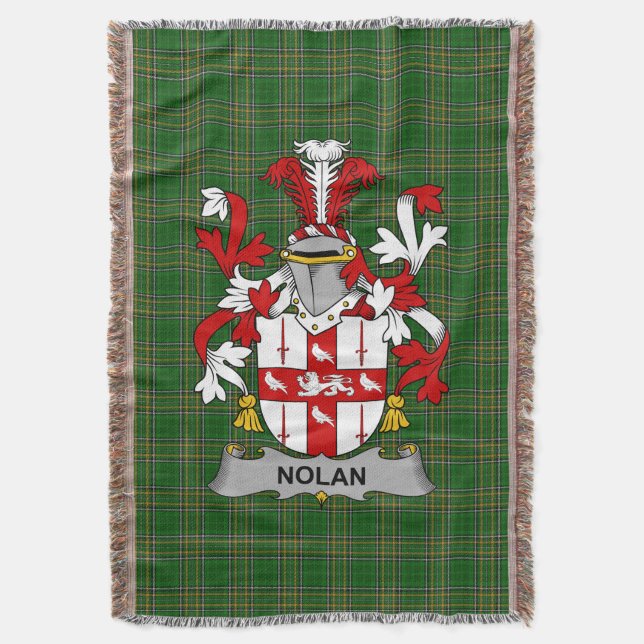  Irish Nolan or O_Nowlan Coat of Arms Family Crest Throw Blanket (Front Vertical)