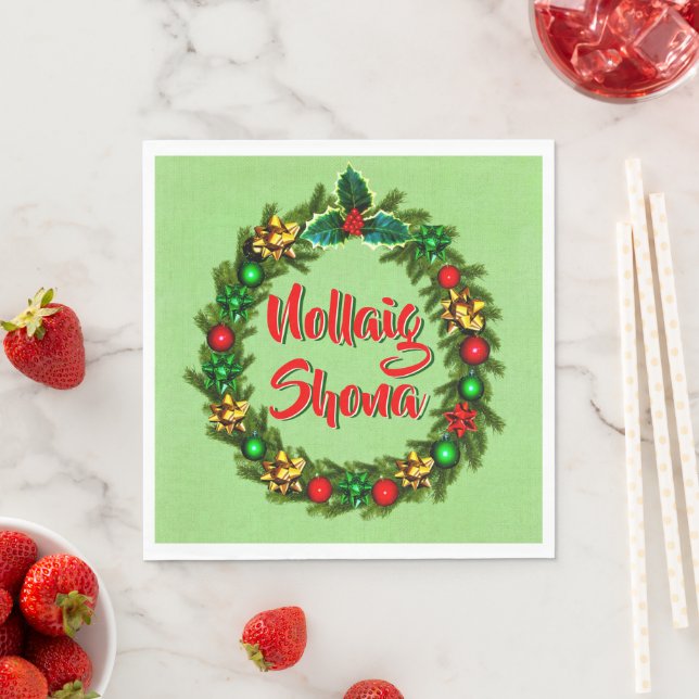 Irish Nollaig Shona Merry Christmas Luncheon Napkin (Insitu)