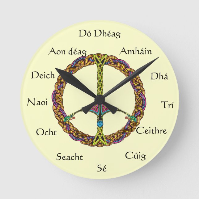 Irish Numbered Clock with Peace SIgn (Front)