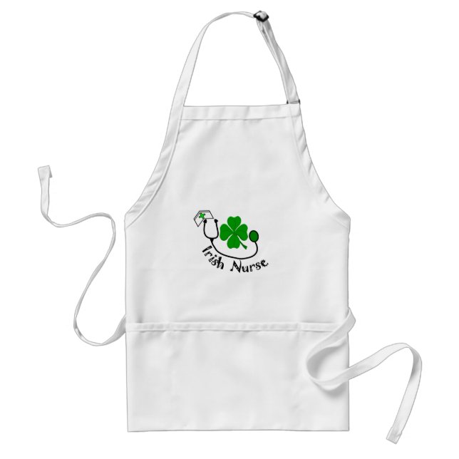 Irish Nurse Gifts, Green Clover Design Standard Apron (Front)