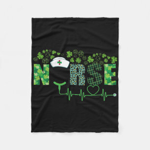 Irish Nurse Shamrock Stethoscope St Patrick's Day Fleece Blanket