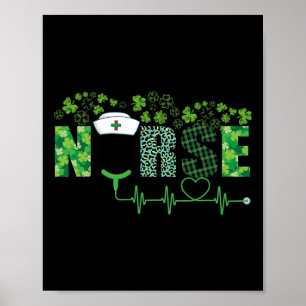 Irish Nurse Shamrock Stethoscope St Patrick's Day Poster