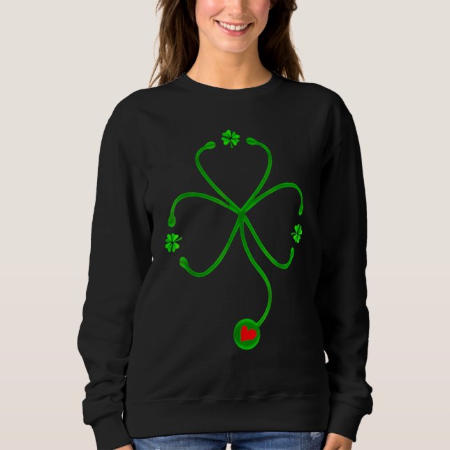 Irish Nurse St Patricks Day Shirt Stethoscope Hear (Front)