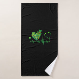 Irish Nurse St Patricks Day Tee Stethoscope & Hear Bath Towel
